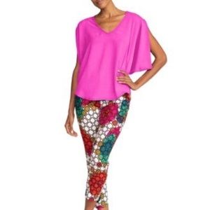 Trina Turk Univetse draped-sleeve top pink  size medium